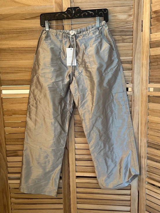 Donni The Taffeta Drawstring Cargo Pant in silver size S_NWT - Picture 5 of 8